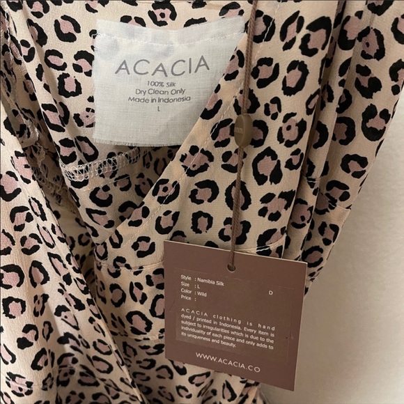 ๐คSOLD๐ค Acacia Namibia Silk Wrap Dress in Wild, L - Picture 5 of 7